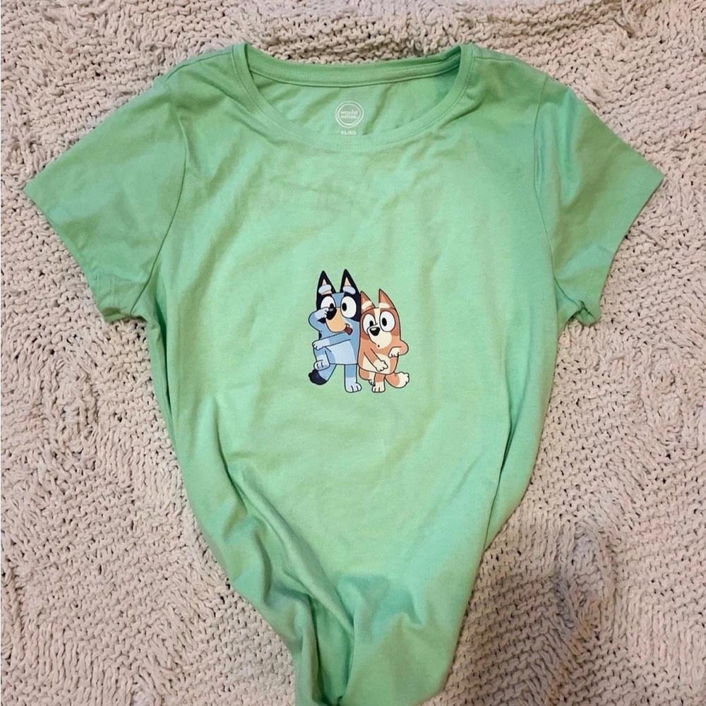 Wonder Nation Youth XL Bluey & Bingo Shirt Turquoise In Color